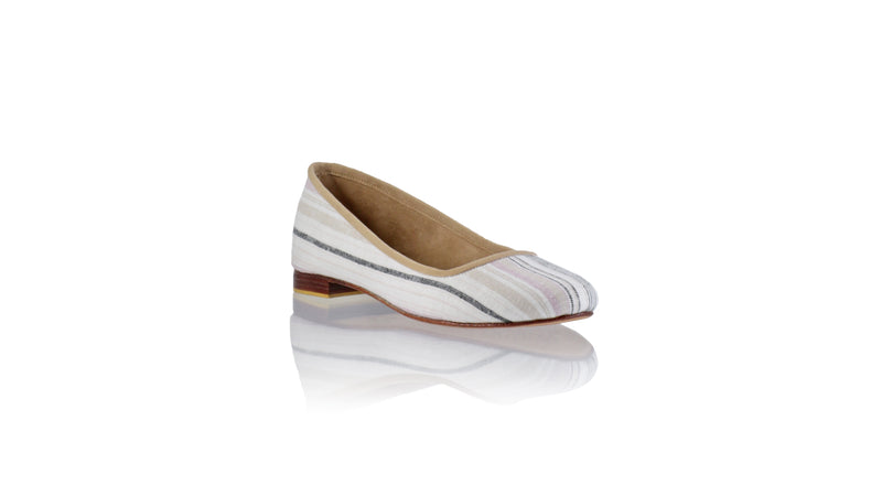 Leather-shoes-Kate 20mm Ballet - White & Moccha Line linen-flats ballet-NILUH DJELANTIK-NILUH DJELANTIK