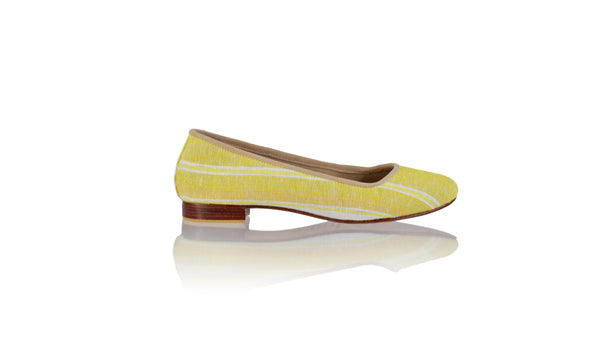 Leather-shoes-Kate 20mm Ballet - White & Yellow Line linen-flats ballet-NILUH DJELANTIK-NILUH DJELANTIK