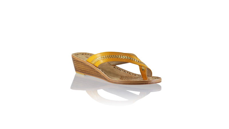 Leather-shoes-Louis 35mm wedges - Mustard & Gold-sandals wedges-NILUH DJELANTIK-NILUH DJELANTIK
