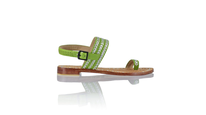 Leather-shoes-Merauke 20mm Strap Flat - Green & Silver-sandals flat-NILUH DJELANTIK-NILUH DJELANTIK