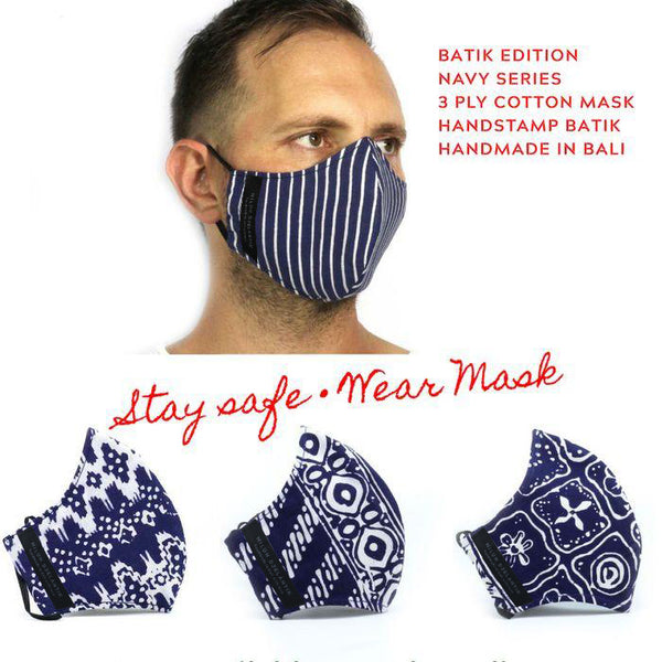 Leather-shoes-Batik 3 PLY cotton mask Set NAVY SERIES-Accessories-NILUH DJELANTIK-NILUH DJELANTIK
