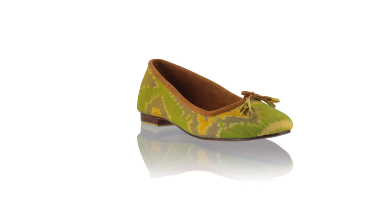 Leather-shoes-Noemi 20mm Ballet - Lime Green Flower Endek-flats ballet-NILUH DJELANTIK-NILUH DJELANTIK