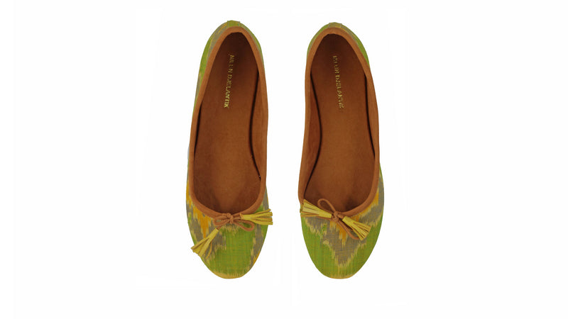 Leather-shoes-Noemi 20mm Ballet - Lime Green Flower Endek-flats ballet-NILUH DJELANTIK-NILUH DJELANTIK