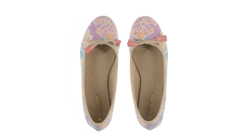 Leather-shoes-Noemi 20mm Ballet - Pink & Blue Flower Endek-flats ballet-NILUH DJELANTIK-NILUH DJELANTIK