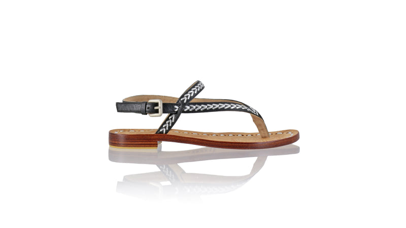 Leather-shoes-Papua 20mm Flat - Black & Silver-sandals flat-NILUH DJELANTIK-NILUH DJELANTIK