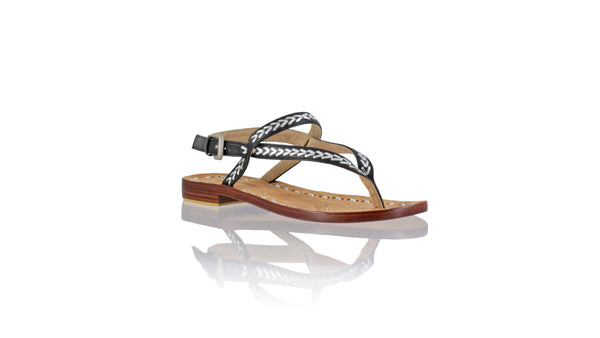 Leather-shoes-Papua 20mm Flat - Black & Silver-sandals flat-NILUH DJELANTIK-NILUH DJELANTIK