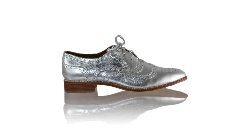 Leather-shoes-Pedro 25mm Flat - Silver-flats laceup-NILUH DJELANTIK-NILUH DJELANTIK