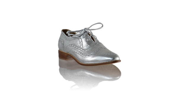 Leather-shoes-Pedro 25mm Flat - Silver-flats laceup-NILUH DJELANTIK-NILUH DJELANTIK