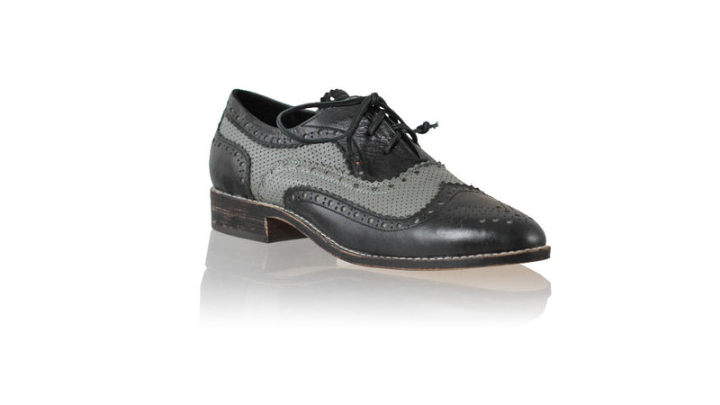 Leather-shoes-Pedro 25mm Flat - Black & Grey Net-flats laceup-NILUH DJELANTIK-NILUH DJELANTIK