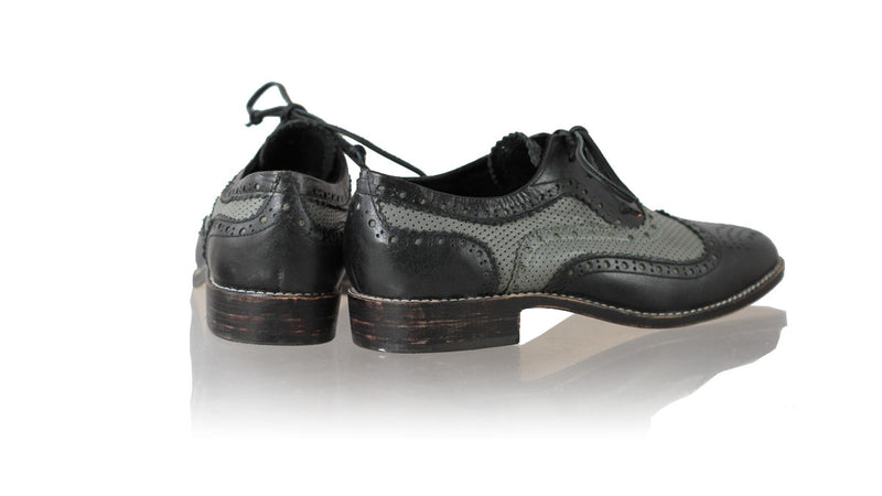 Leather-shoes-Pedro 25mm Flat - Black & Grey Net-flats laceup-NILUH DJELANTIK-NILUH DJELANTIK