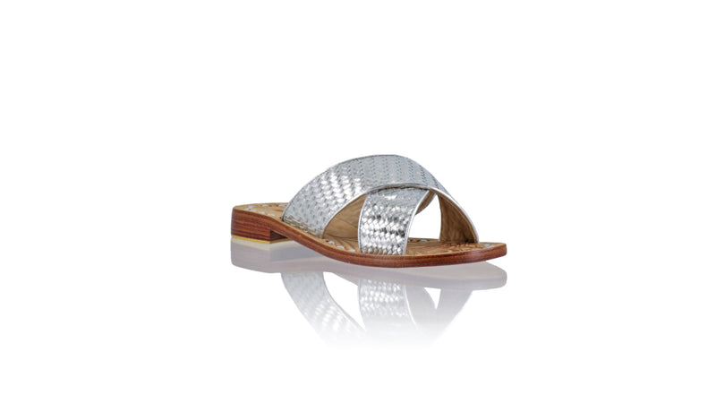 Leather-shoes-Petra No Strap 20mm Flat - Silver-sandals flat-NILUH DJELANTIK-NILUH DJELANTIK
