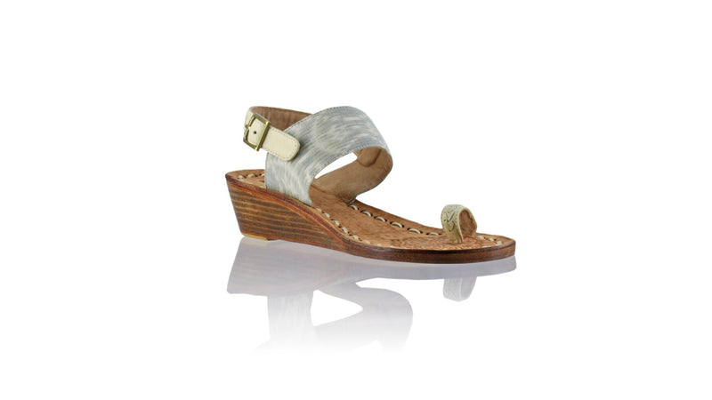 Leather-shoes-Prana 35mm Wedge - Cream & Green Alam Tenun-sandals wedges-NILUH DJELANTIK-NILUH DJELANTIK
