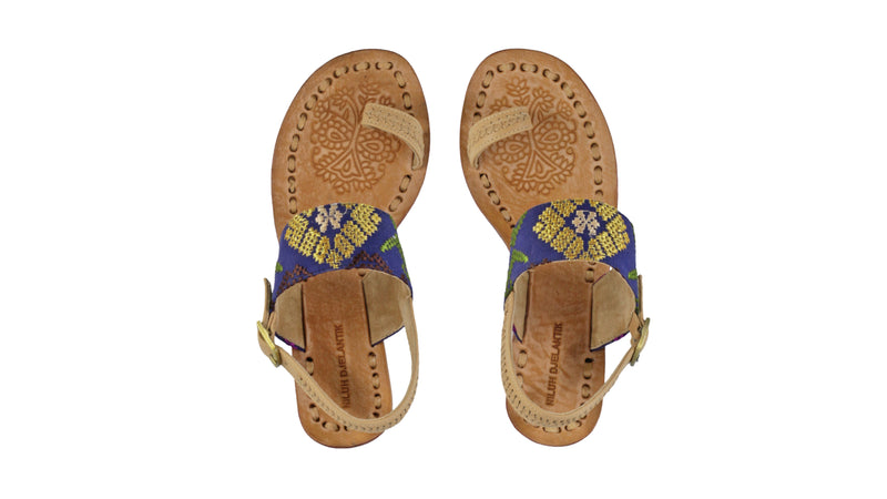 Leather-shoes-Prana 50mm Wedge - Nude & Blue Songket-sandals wedges-NILUH DJELANTIK-NILUH DJELANTIK