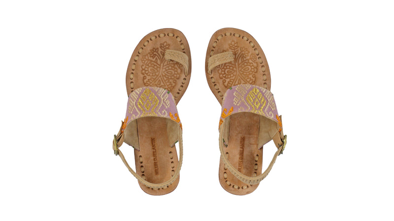 Leather-shoes-Prana 50mm Wedge - Nude & Lavender Songket-sandals wedges-NILUH DJELANTIK-NILUH DJELANTIK