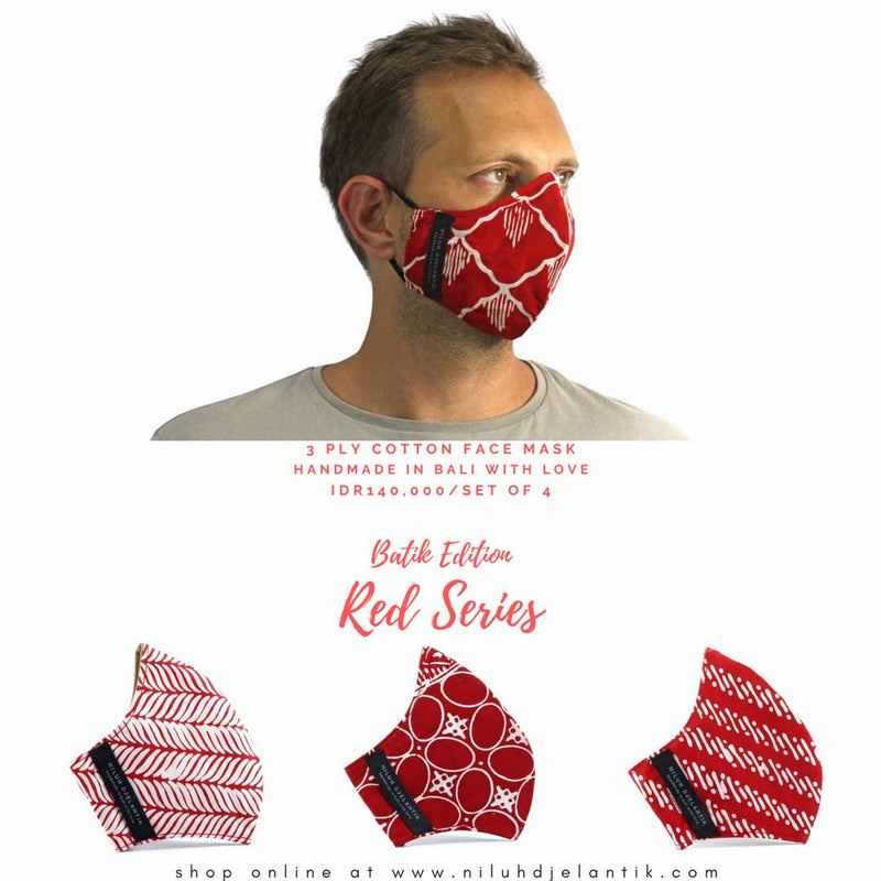 Leather-shoes-Batik 3 PLY cotton mask Set RED SERIES-Accessories-NILUH DJELANTIK-NILUH DJELANTIK
