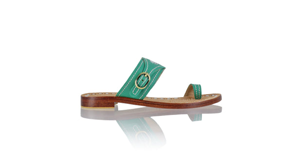 Leather-shoes-Salma 20mm Flat - Emerald & Silver-sandals flat-NILUH DJELANTIK-NILUH DJELANTIK