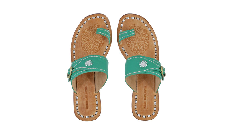 Leather-shoes-Salma 20mm Flat - Emerald & Silver-sandals flat-NILUH DJELANTIK-NILUH DJELANTIK