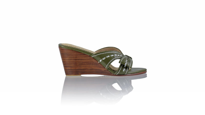 Leather-shoes-Sri 80mm Wedge - Olive & Silver-sandals wedges-NILUH DJELANTIK-NILUH DJELANTIK