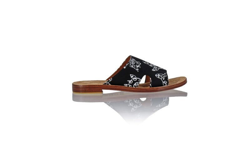 Leather-shoes-Vira 20mm Flat - Black Batik Turtle-sandals flat-NILUH DJELANTIK-NILUH DJELANTIK