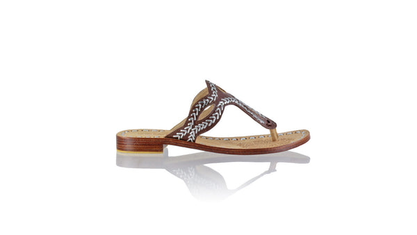Leather-shoes-Africa 20mm Flat - Dark Brown & Silver-sandals flat-NILUH DJELANTIK-NILUH DJELANTIK