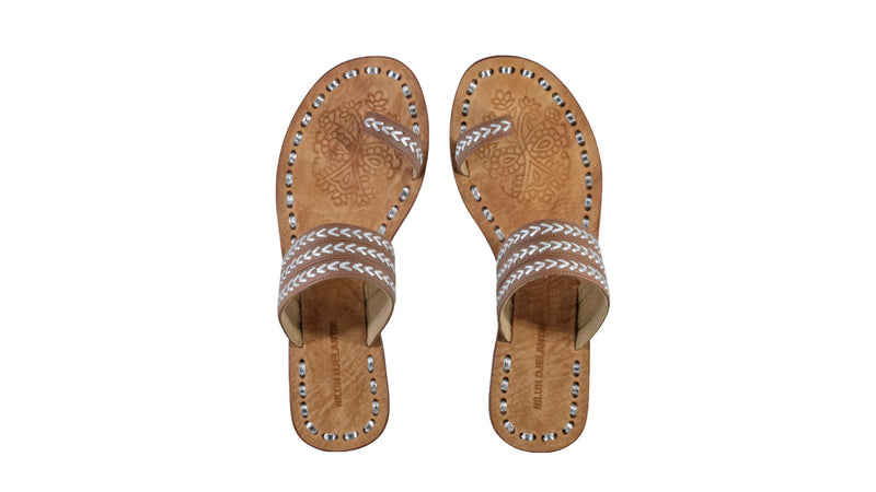 Leather-shoes-Merauke 20mm Flat - Brown Choco & Silver-sandals flat-NILUH DJELANTIK-NILUH DJELANTIK