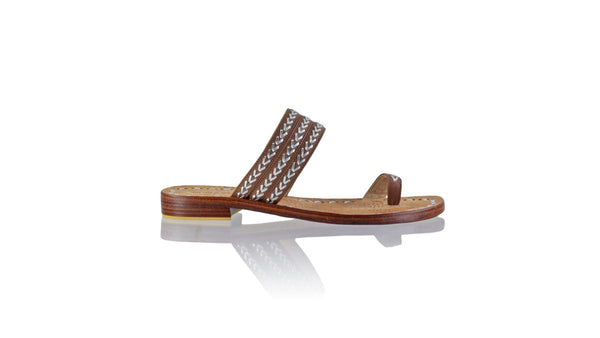 Leather-shoes-Merauke 20mm Flat - Brown Choco & Silver-sandals flat-NILUH DJELANTIK-NILUH DJELANTIK