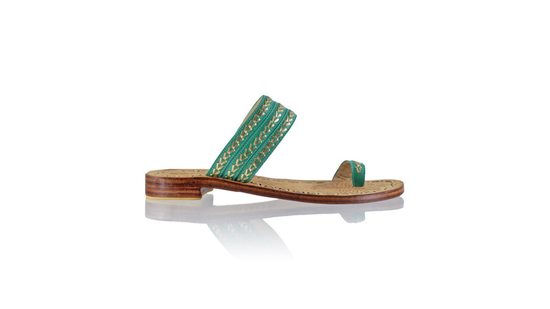 Leather-shoes-Merauke 20mm Flat - Emerald & Gold-sandals flat-NILUH DJELANTIK-NILUH DJELANTIK