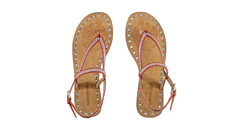 Leather-shoes-Papua 20mm Flat - Orange & Silver-sandals flat-NILUH DJELANTIK-NILUH DJELANTIK