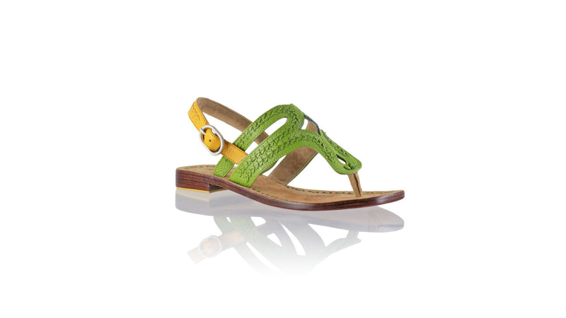 Leather-shoes-Emma 20mm Flat - Green Bkk & Mustard Bkk-sandals flat-NILUH DJELANTIK-NILUH DJELANTIK