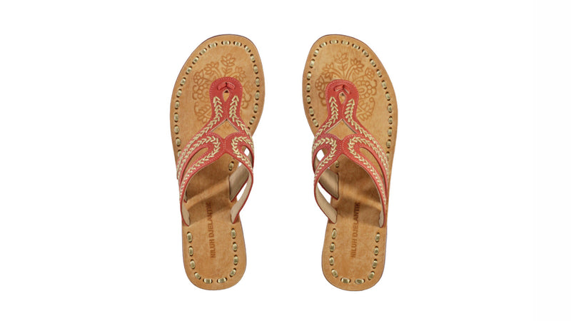 Leather-shoes-Arrah 20mm Flat - Orange & Gold-sandals flat-NILUH DJELANTIK-NILUH DJELANTIK