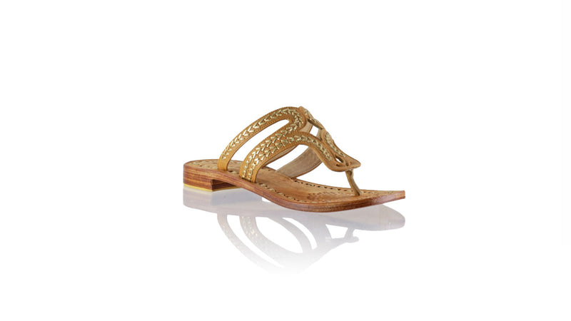 Leather-shoes-Arrah 20mm Flat - Tan & Gold-sandals flat-NILUH DJELANTIK-NILUH DJELANTIK