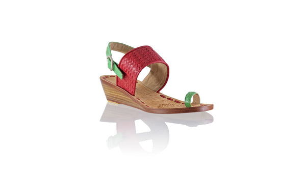 Leather-shoes-Prana 35mm Wedge - Red & Green-sandals wedges-NILUH DJELANTIK-NILUH DJELANTIK