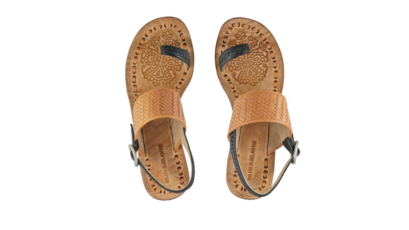 Leather-shoes-Prana 35mm Wedge - Tan & Black-sandals wedges-NILUH DJELANTIK-NILUH DJELANTIK