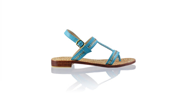 Leather-shoes-Diah 20mm Flat - Turquoise & Gold-sandals flat-NILUH DJELANTIK-NILUH DJELANTIK