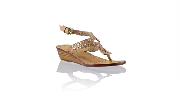 Leather-shoes-Agra 35mm Wedge - Mocca & Gold-sandals wedges-NILUH DJELANTIK-NILUH DJELANTIK