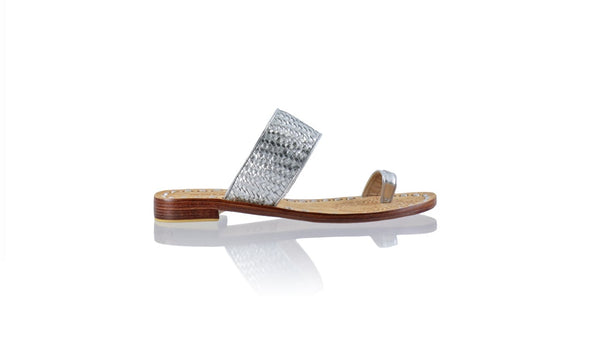Leather-shoes-Arini 20mm Flat Woven - Silver-sandals flat-NILUH DJELANTIK-NILUH DJELANTIK