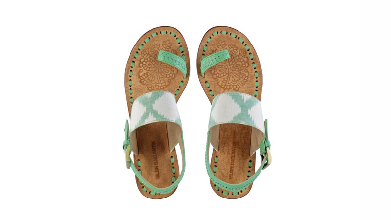 Leather-shoes-Prana 35mm Wedges - Tosca & Green Diamond Handwoven ikat-sandals flat-NILUH DJELANTIK-NILUH DJELANTIK