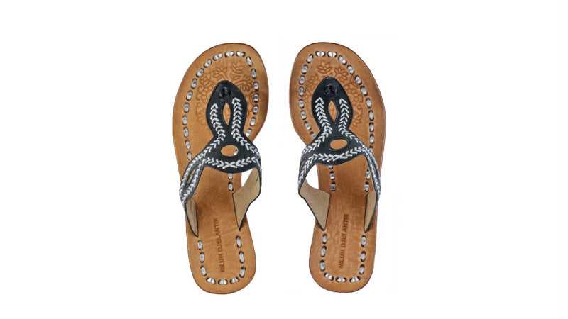 Leather-shoes-Africa 35mm Wedges - Black & Silver-sandals flat-NILUH DJELANTIK-NILUH DJELANTIK