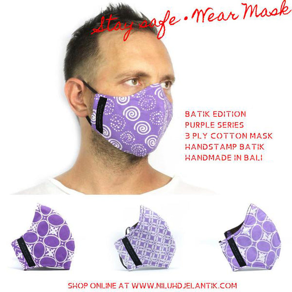 Leather-shoes-Batik 3 PLY cotton mask Set PURPLE SERIES-Accessories-NILUH DJELANTIK-NILUH DJELANTIK